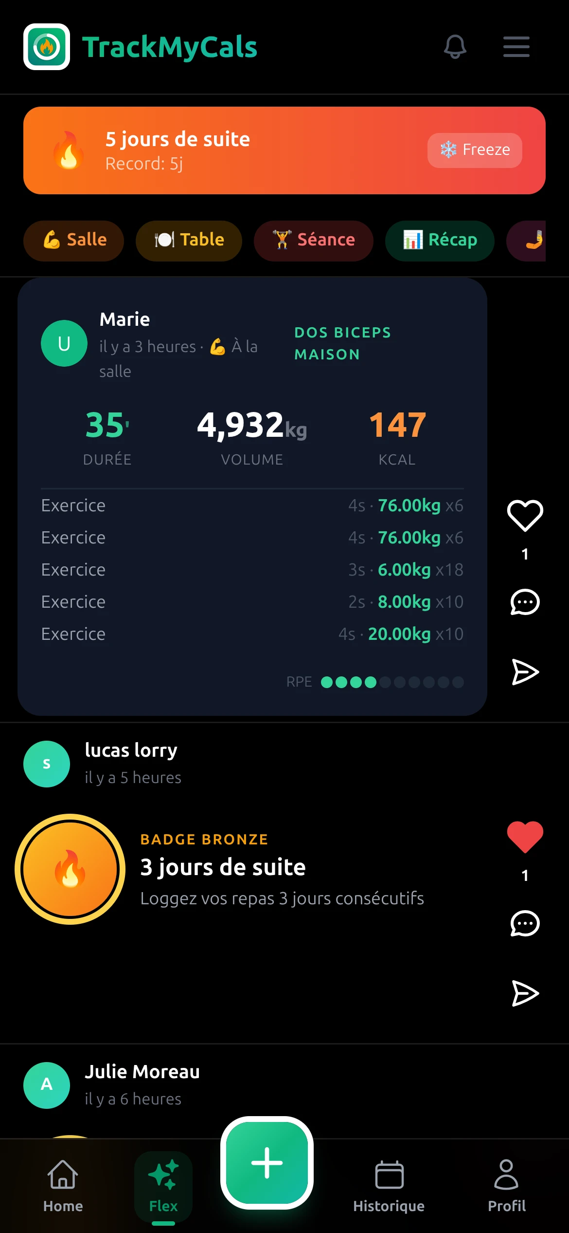 Feed social fitness